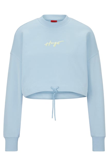 HUGO HUGO Kadın Marka Logolu Uzun Kollu Rahat Mavi Sweatshirt 50489094-451