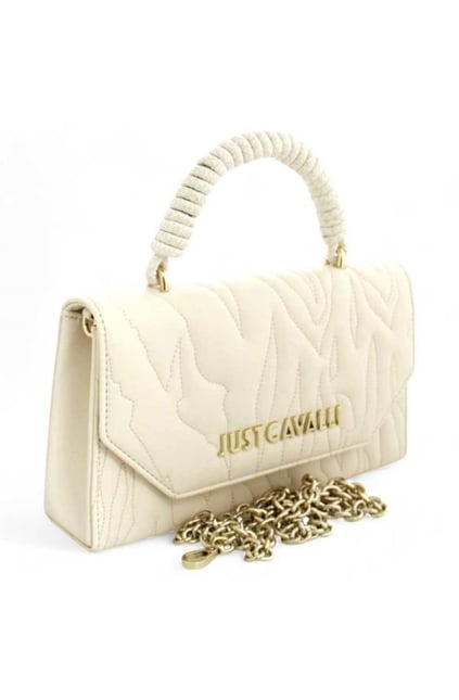Just Cavalli Just Cavalli Kadın Marka Logolu Ayarlanabilir Zincir Askılı Bej Omuz Çantası 77RA4BE4ZSB23-004