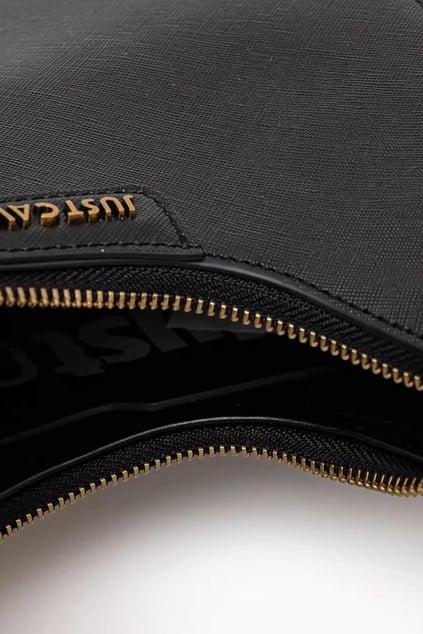Just Cavalli Just Cavalli Kadın Siyah Üzerinde Gold Marka Logolu Kısa Askılı Siyah Omuz Çantası 77RA4BI4ZS766-899