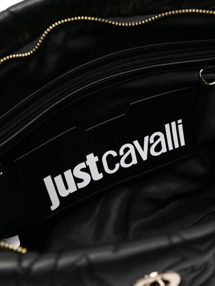 Just Cavalli Just Cavalli Kadın Zincir Askılı Fermuar Kapamalı Logolu Siyah Omuz Çantası 77RA4BE2ZSB23-899