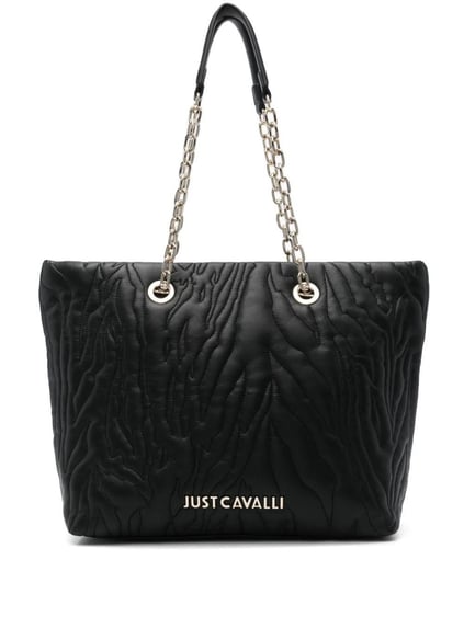 Just Cavalli Just Cavalli Kadın Zincir Askılı Fermuar Kapamalı Logolu Siyah Omuz Çantası 77RA4BE2ZSB23-899