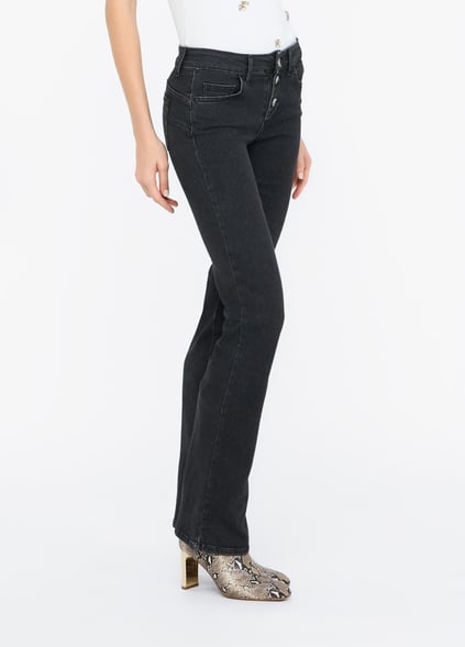 Liu Jo Lıu Jo Kadın Dar Kalıp Geniş Paça Pamuklu Denim Gri Pantolon UF5025D4646-87470