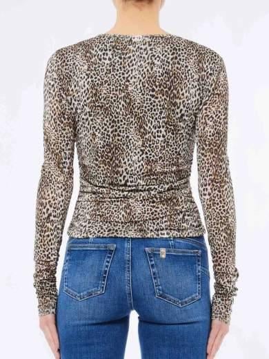 Liu Jo Lıu Jo Kadın Dar Kalıp V Yaka Leopar Desenli Uzun Kollu Leopar Bluz MF5081J3821-P9155