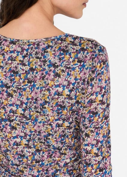 Liu Jo Lıu Jo Kadın Dar Kalıp V Yaka Leopar Desenli Uzun Kollu Çok Renkli Bluz MF5081J3821-M9993