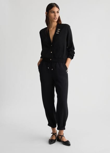 LIU JO Lıu Jo Kadın Düğme Kapamalı V Yaka Kısa Boy Uzun Kol Siyah Sweatshirt TA5224J4869-22222