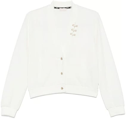 LIU JO Lıu Jo Kadın Düğme Kapamalı V Yaka Kısa Boy Uzun Kol Beyaz Sweatshirt TA5224J4869-10105
