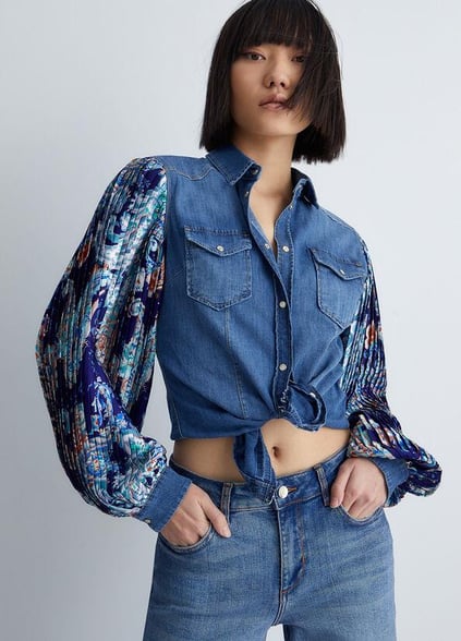 Liu Jo Lıu Jo Kadın Gömlek Yaka Uzun Kollu Slim Fit Lacivert Bluz UA3087D4051-78405