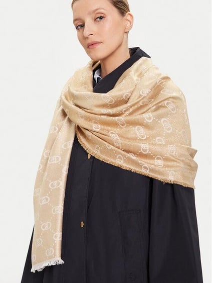Liu Jo Lıu Jo Kadın Her Yerinde Monogram Logosu Kenarları Püsküllü Bej Şal & Eşarp & Fular 2F5043T0300-04178