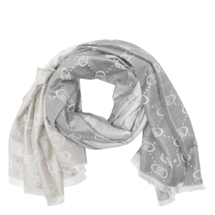 Liu Jo Lıu Jo Kadın Her Yerinde Monogram Logosu Kenarları Püsküllü Gri Şal & Eşarp & Fular 2F5043T0300-00532