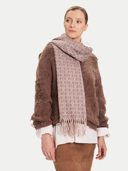 Liu Jo Lıu Jo Kadın Her Yerinde Monogram Logosu Kenarları Püsküllü Pembe Şal & Eşarp & Fular 2F5018T0300-71105