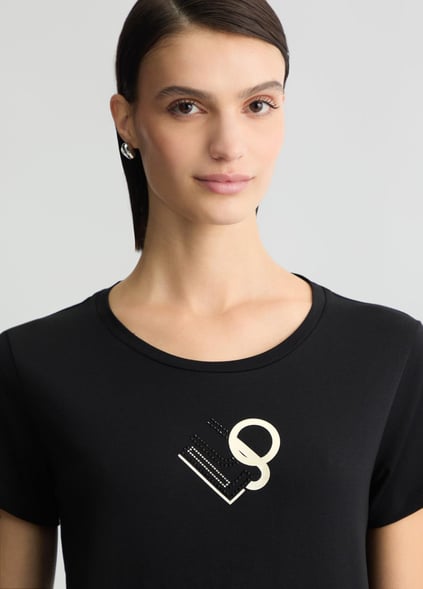 Liu Jo Lıu Jo Kadın Kısa Kol Normal Bisiklet Yaka Günlük Siyah T-Shirt TA5170JS923-M9121