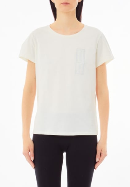 LIU JO Lıu Jo Kadın Kısa Kol Normal Bisiklet Yaka Günlük Beyaz T-Shirt TA5170JS923-M9120