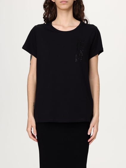 LIU JO Lıu Jo Kadın Kısa Kol Normal Bisiklet Yaka Günlük Siyah1 T-Shirt TA5170JS923-M9280