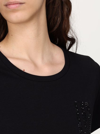 LIU JO Lıu Jo Kadın Kısa Kol Normal Bisiklet Yaka Günlük Siyah1 T-Shirt TA5170JS923-M9280