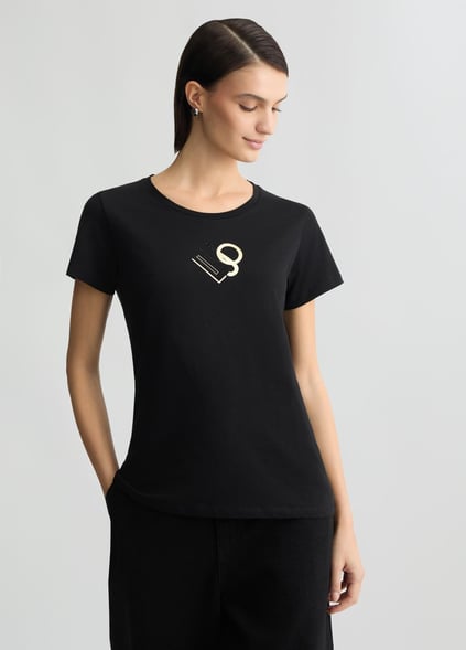 Liu Jo Lıu Jo Kadın Kısa Kol Normal Bisiklet Yaka Günlük Siyah T-Shirt TA5170JS923-M9121