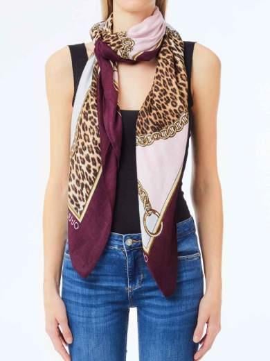 LIU JO Lıu Jo Kadın Leopar ve Zincir Desenli Mor Fular 2F5074T0300-91718