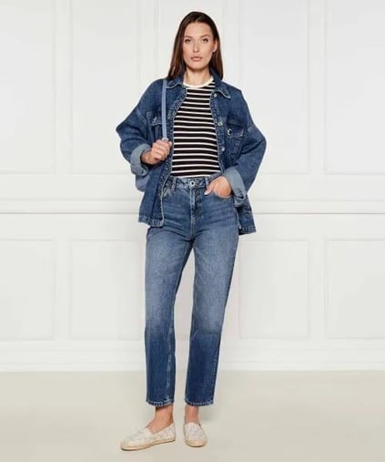 LIU JO Lıu Jo Kadın Rahat Kalıp Eskitme Desenli Geniş ve Kısa Paça Yumuşak Pamuklu Denim Lacivert Pantolon UF5019D4927-78934