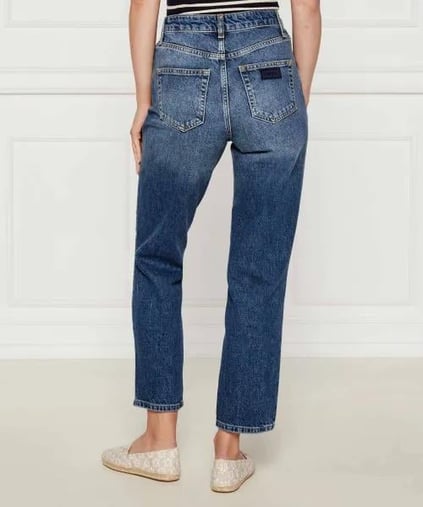 LIU JO Lıu Jo Kadın Rahat Kalıp Eskitme Desenli Geniş ve Kısa Paça Yumuşak Pamuklu Denim Lacivert Pantolon UF5019D4927-78934