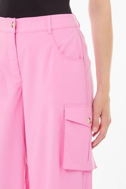 LIU JO Lıu Jo Kadın Rahat Kesim Cep Detaylı Geniş Paça Pembe Pantolon TA5143TS922-X0671