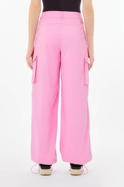LIU JO Lıu Jo Kadın Rahat Kesim Cep Detaylı Geniş Paça Pembe Pantolon TA5143TS922-X0671