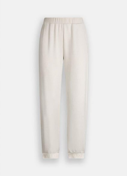 LIU JO Lıu Jo Kadın Regular Fit Beli ve Paçası Lastikli Dokuma Kumaş Ekru Pantolon TF5284J4747-A8586