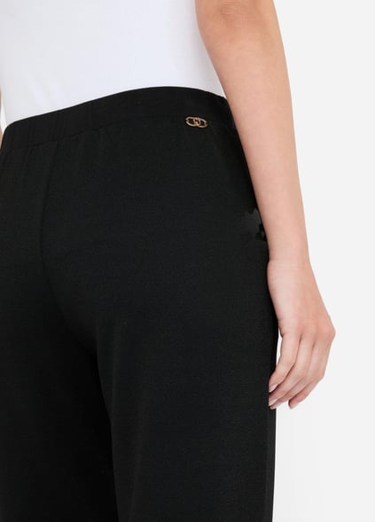 LIU JO Lıu Jo Kadın Regular Fit Beli ve Paçası Lastikli Dokuma Kumaş Siyah Pantolon TF5284J4747-R9342