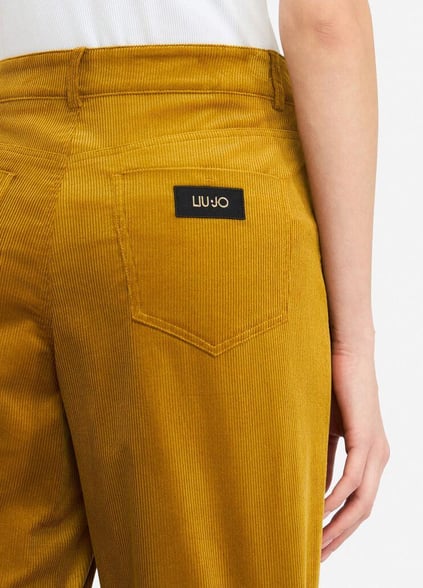 LIU JO Lıu Jo Kadın Yüksek Bel Rahat Kalıp Geniş Paça Sarı Pantolon MF5274T192A-X0734