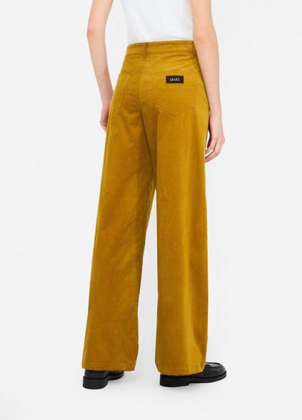 LIU JO Lıu Jo Kadın Yüksek Bel Rahat Kalıp Geniş Paça Sarı Pantolon MF5274T192A-X0734