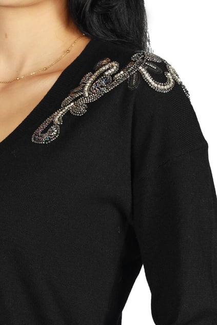 Liu Jo Lıu Jo Kadın Yün V Yaka Uzun Kollu Siyah Kazak MF3013MS14G-22222