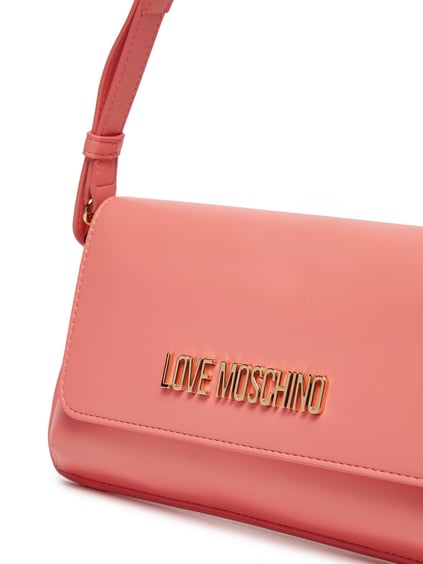 Love Moschino Love Moschino Kadın Ayarlanabilir Omuz Askılı Manyetik Tutturuculu Kabartmalı Logolu Mercan Omuz Çantası JC4058PP1MLO0-464