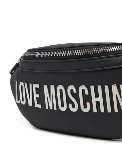Love Moschino Love Moschino Kadın Bel Bağlamalı Kemer Ayarlamalı Deri Tek Fermuar Siyah Bel Çantası JC4195PP1MKD0-00B
