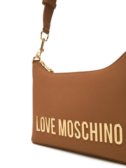 Love Moschino Love Moschino Kadın Cilalı Altın Renkli Metal Bağlantı Parçaları Bir Ana Bölme Kahverengi Omuz Çantası JC4025PP1MKD0-201