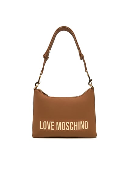 Love Moschino Love Moschino Kadın Cilalı Altın Renkli Metal Bağlantı Parçaları Bir Ana Bölme Kahverengi Omuz Çantası JC4025PP1MKD0-201