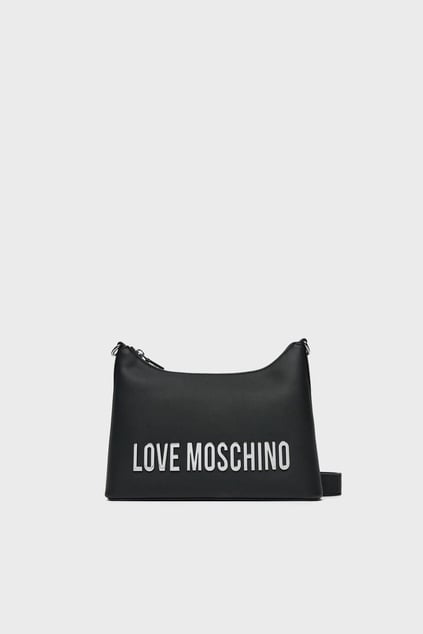 Love Moschino Love Moschino Kadın Cilalı Altın Renkli Metal Bağlantı Parçaları Bir Ana Bölme Siyah1 Omuz Çantası JC4025PP1MKD0-00B