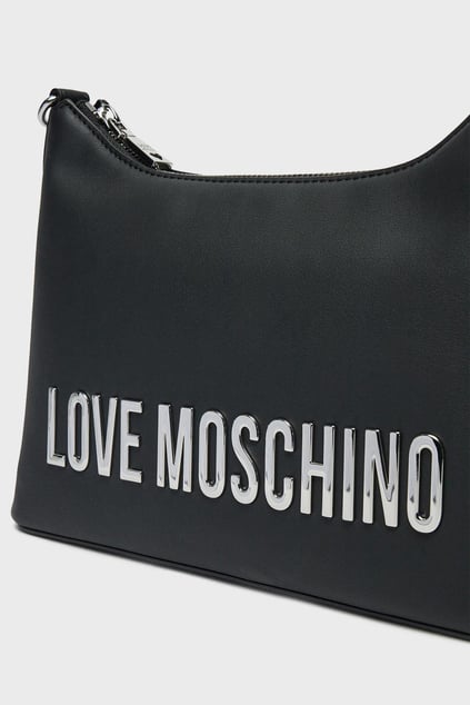 Love Moschino Love Moschino Kadın Cilalı Altın Renkli Metal Bağlantı Parçaları Bir Ana Bölme Siyah1 Omuz Çantası JC4025PP1MKD0-00B