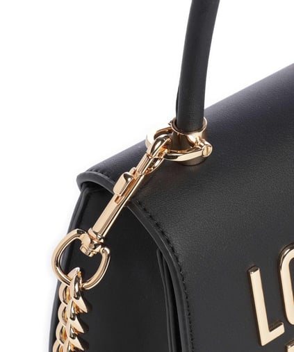 Love Moschino Love Moschino Kadın Deri Ayarlanabilir Zincir Omuz Askılı Gold Detaylı Siyah Omuz Çantası JC4024PP1MKD0-000