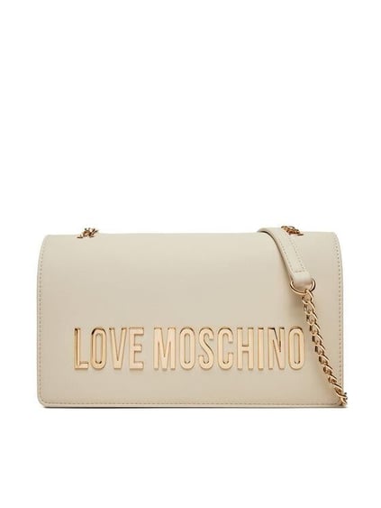 Love Moschino Love Moschino Kadın Deri Logo ve Zincir Detaylı Bej Omuz Çantası JC4192PP1MKD0-110