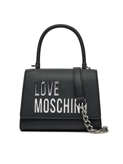 Love Moschino Love Moschino Kadın Deri Ayarlanabilir Zincir Omuz Askılı Gold Detaylı Siyah Omuz Çantası JC4024PP1MKD0-00B