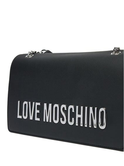 Love Moschino Love Moschino Kadın Deri Logo ve Zincir Detaylı Siyah1 Omuz Çantası JC4192PP1MKD0-00B
