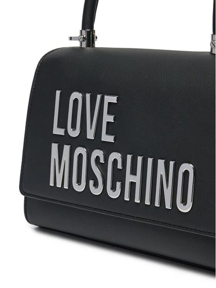 Love Moschino Love Moschino Kadın Deri Ayarlanabilir Zincir Omuz Askılı Gold Detaylı Siyah Omuz Çantası JC4024PP1MKD0-00B