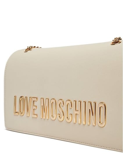 Love Moschino Love Moschino Kadın Deri Logo ve Zincir Detaylı Bej Omuz Çantası JC4192PP1MKD0-110
