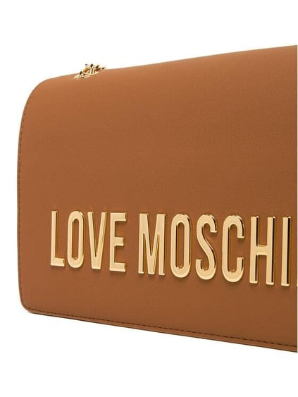 Love Moschino Love Moschino Kadın Deri Logo ve Zincir Detaylı Kahverengi Omuz Çantası JC4192PP1MKD0-201