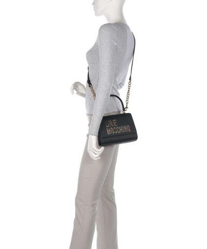 Love Moschino Love Moschino Kadın Deri Ayarlanabilir Zincir Omuz Askılı Gold Detaylı Siyah Omuz Çantası JC4024PP1MKD0-000