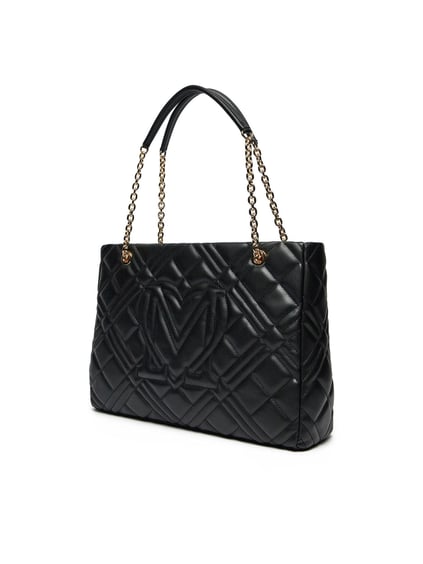 Love Moschino Love Moschino Kadın Geniş Deri Kapitone Desenli Zincir Detaylı Kısa Askı Siyah Omuz Çantası JC4145PP1MLA0-000