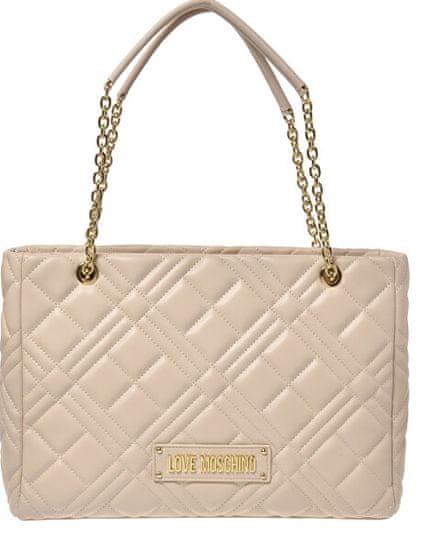 Love Moschino Love Moschino Kadın Geniş Deri Kapitone Desenli Zincir Detaylı Kısa Askı Bej Omuz Çantası JC4145PP1MLA0-110