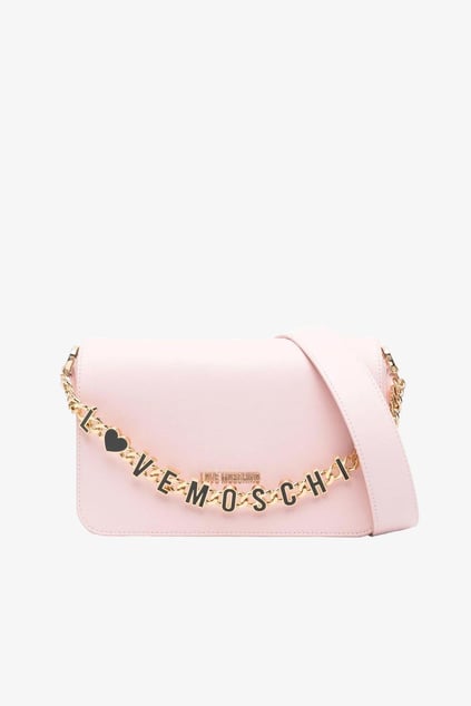 Love Moschino Love Moschino Kadın Gold Marka Logolu Zincir Askılı İçi Fermuar Bölmeli Manyetik Kapamalı Pembe Omuz Çantası JC4071PP1ML13-60A