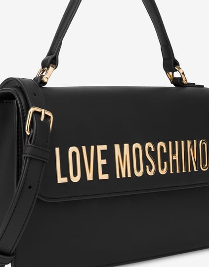 Love Moschino Love Moschino Kadın Kabartma Logolu Ayarlanabilir Omuz Askılı Manyetik Kapamalı Siyah Omuz Çantası JC4032PP1MKD0-000