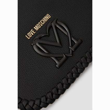Love Moschino Love Moschino Kadın Kalın Askılı Etrafı Örgü Desenli Deri Siyah Omuz Çantası JC4125PP1MLJ0-000