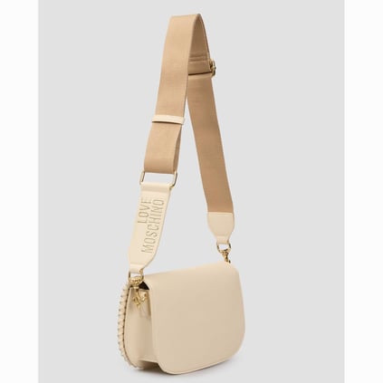 Love Moschino Love Moschino Kadın Kalın Askılı Etrafı Örgü Desenli Deri Bej Omuz Çantası JC4125PP1MLJ0-110