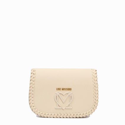 Love Moschino Love Moschino Kadın Kalın Askılı Etrafı Örgü Desenli Deri Bej Omuz Çantası JC4125PP1MLJ0-110